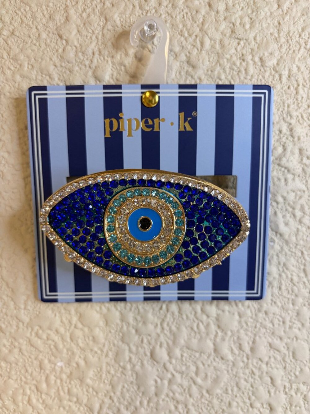 Piper K Evil Eye Rhinestone Hair Claw Clip Blue Gold Nazar Y2K NWT